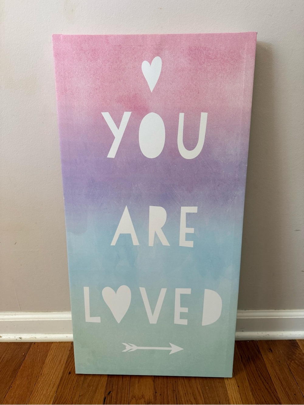 You Are Loved Gradient Wall Art - Pink, Purple & Blue, 15x29.5
